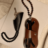 Black leather and onyx key holder