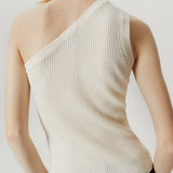 Linen cotton one-shoulder top