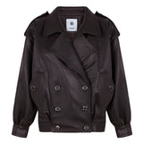 Dark chocolate leather oversized jacket