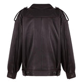 Dark chocolate leather oversized jacket