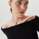 Merino wool off-shoulder top