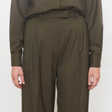 Olive virgin wool trousers