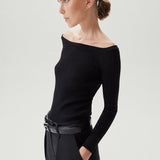 Merino wool off-shoulder top