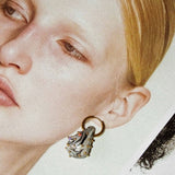 Gold drop small earring marble