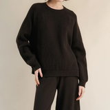 Cashmere mix crewneck ribbed sweater coffee