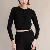 Cashmere mix cropped cardigan black