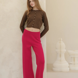 Cashmere mix cropped cardigan tobacco