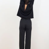 Straight wool trousers black