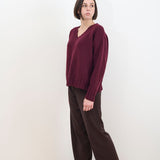 V-neck wool-blend sweater burgundy