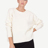 V-neck wool-blend sweater cream