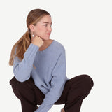 V-neck wool-blend sweater light blue