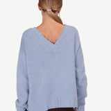 V-neck wool-blend sweater light blue