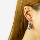 Silver drop small earring marble