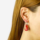 Silver drop small earring sunset