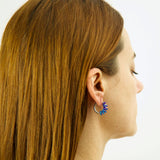 Silver earring with vermetto purple splash