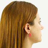 Silver earring with vermetto pink
