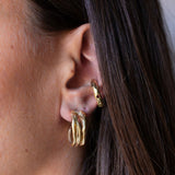Lava stone earcuff bronze red