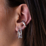 Lava stone earcuff silver red