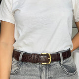 Silver metal buckle dark chocolate