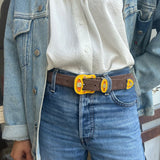 Scooby-doo belt brown suede & sunflower