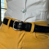 Silver metal buckle black