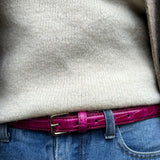 Skinny belt magenta